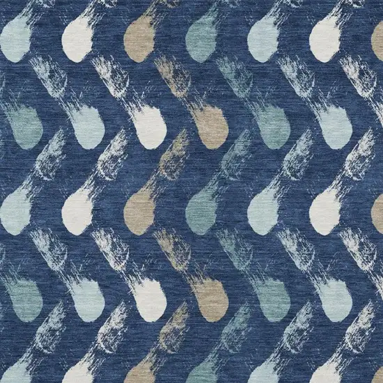 Navy Blue And Blue Geometric Washable Indoor Outdoor Area Rug Photo 2
