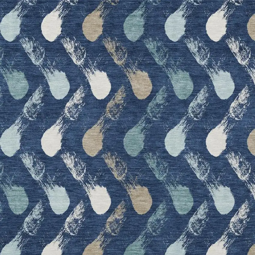Navy Blue And Blue Geometric Washable Indoor Outdoor Area Rug Photo 2
