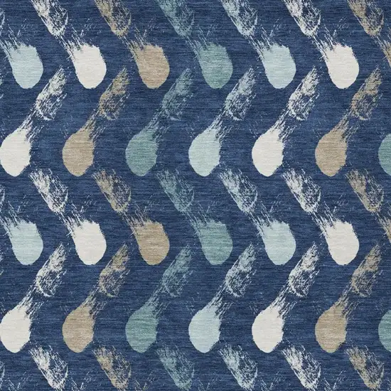 Navy Blue And Blue Geometric Washable Indoor Outdoor Area Rug Photo 2