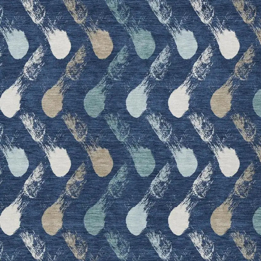 Navy Blue And Blue Geometric Washable Indoor Outdoor Area Rug Photo 2
