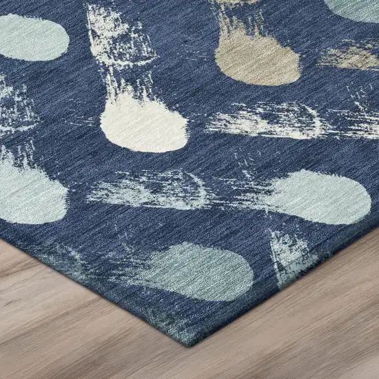 Navy Blue And Blue Geometric Washable Indoor Outdoor Area Rug Photo 4
