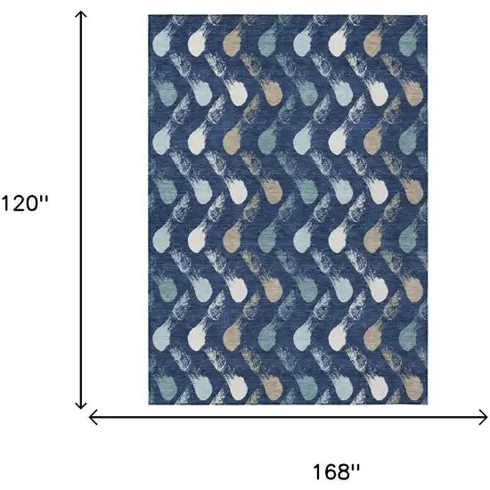 Navy Blue And Blue Geometric Washable Indoor Outdoor Area Rug Photo 6
