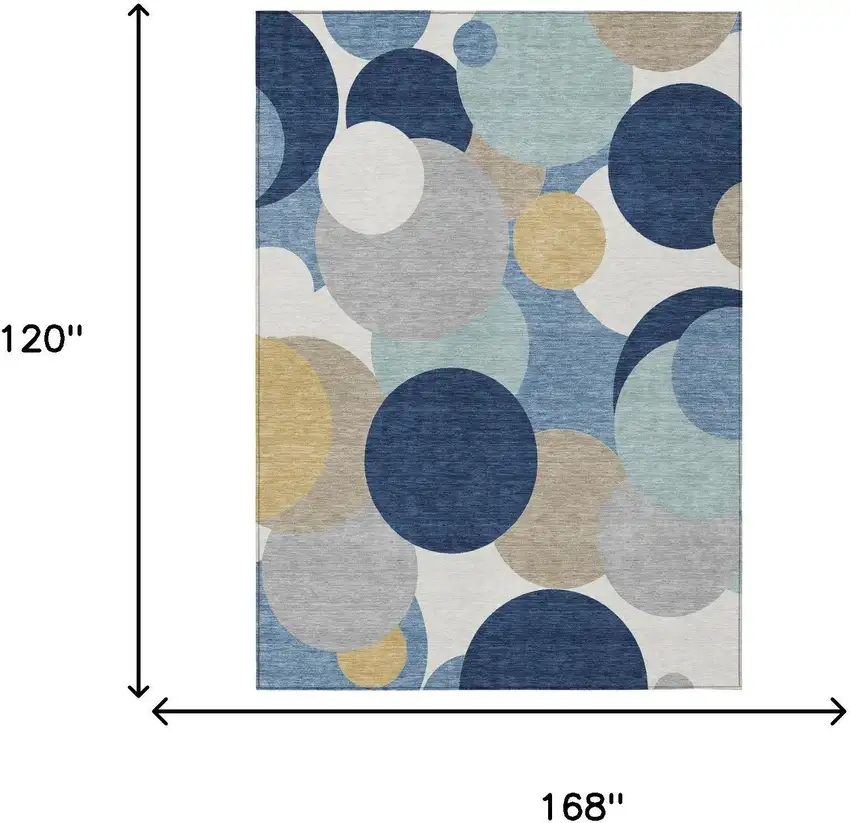 Navy Blue And Blue Geometric Washable Indoor Outdoor Area Rug Photo 4