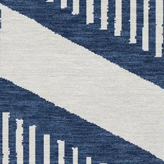 Navy Blue And Blue Geometric Washable Indoor Outdoor Area Rug Photo 2