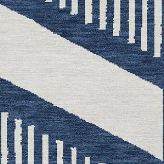 Navy Blue And Blue Geometric Washable Indoor Outdoor Area Rug Photo 2