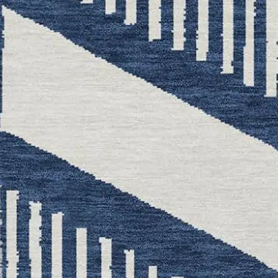 Navy Blue And Blue Geometric Washable Indoor Outdoor Area Rug Photo 3