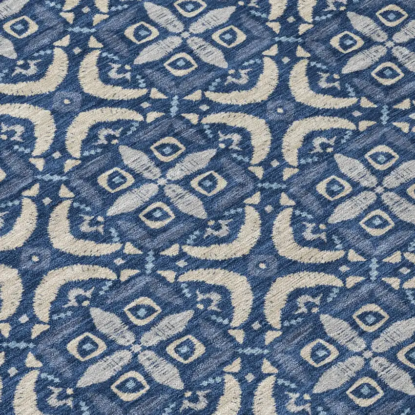 Navy Blue And Blue Geometric Washable Indoor Outdoor Area Rug Photo 5