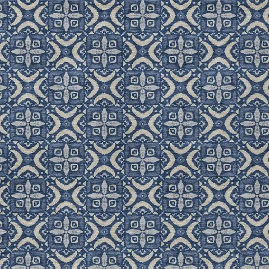 Navy Blue And Blue Geometric Washable Indoor Outdoor Area Rug Photo 2