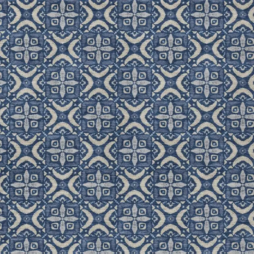 Navy Blue And Blue Geometric Washable Indoor Outdoor Area Rug Photo 2