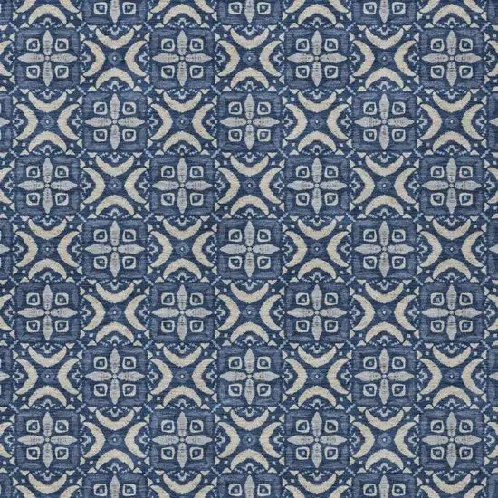 Navy Blue And Blue Geometric Washable Indoor Outdoor Area Rug Photo 3
