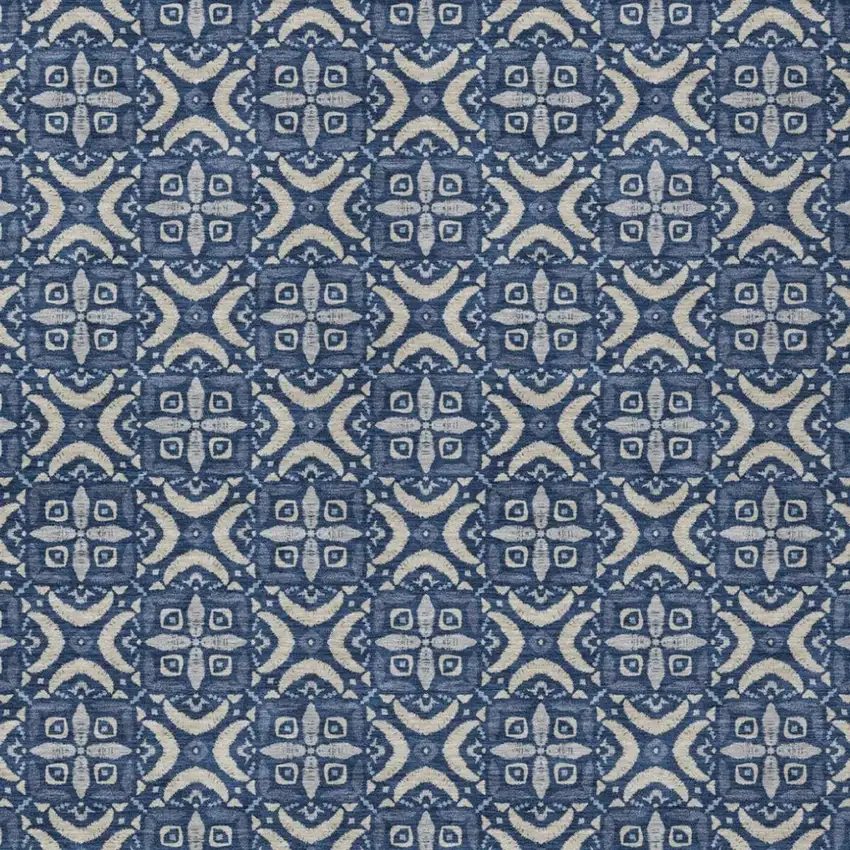 Navy Blue And Blue Geometric Washable Indoor Outdoor Area Rug Photo 3