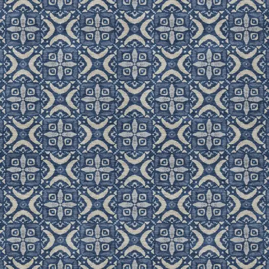 Navy Blue And Blue Geometric Washable Indoor Outdoor Area Rug Photo 1
