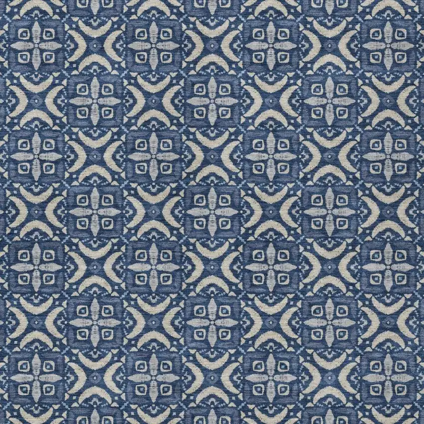 Navy Blue And Blue Geometric Washable Indoor Outdoor Area Rug Photo 1