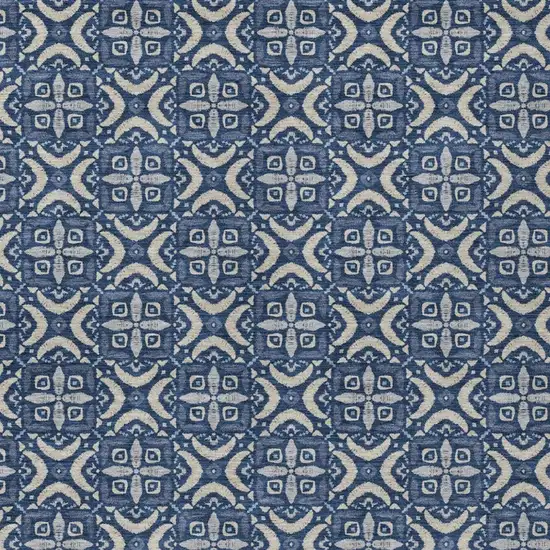 Navy Blue And Blue Geometric Washable Indoor Outdoor Area Rug Photo 2