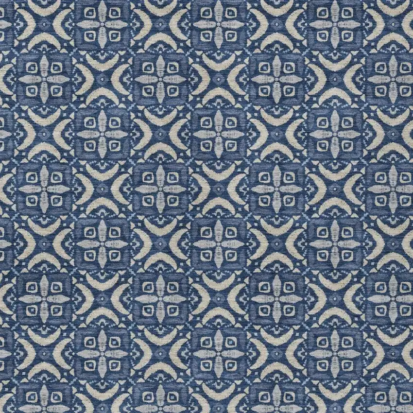 Navy Blue And Blue Geometric Washable Indoor Outdoor Area Rug Photo 2