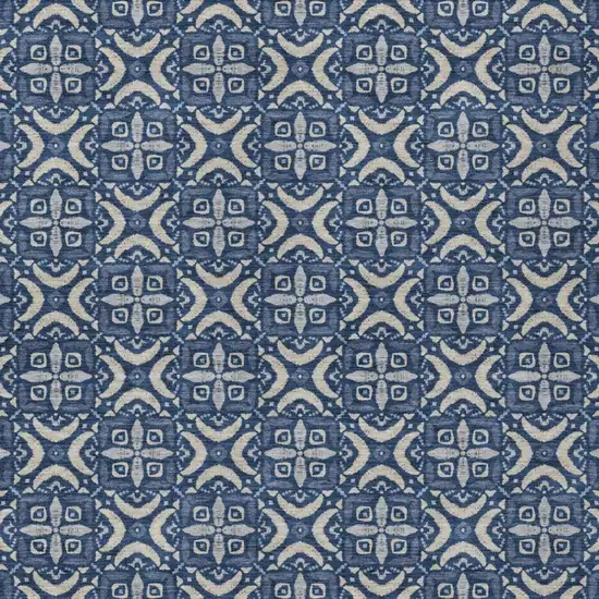 Navy Blue And Blue Geometric Washable Indoor Outdoor Area Rug Photo 3