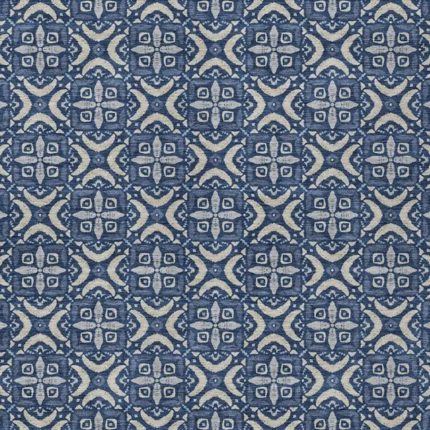 Navy Blue And Blue Geometric Washable Indoor Outdoor Area Rug Photo 3