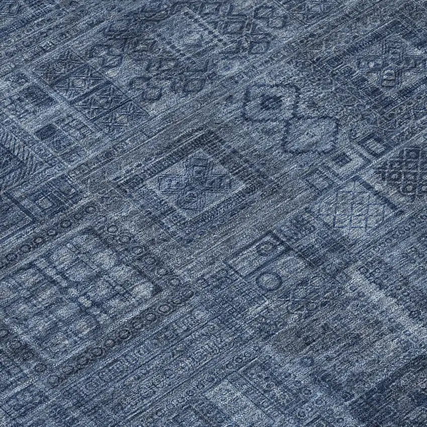 Navy Blue And Blue Oriental Washable Indoor Outdoor Area Rug Photo 4