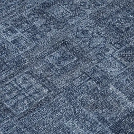 Navy Blue And Blue Oriental Washable Indoor Outdoor Area Rug Photo 4