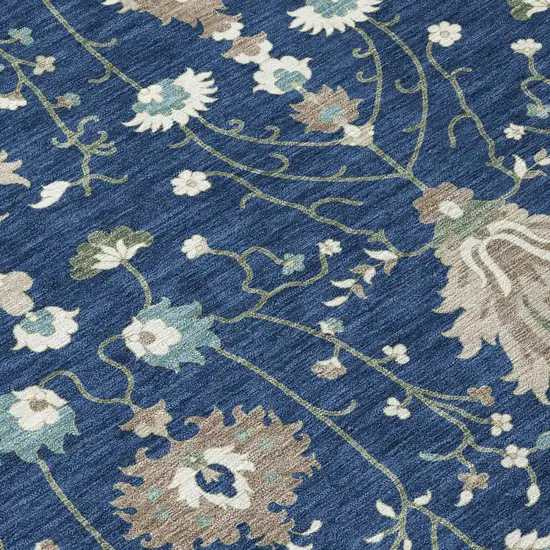 Navy Blue And Blue Oriental Washable Indoor Outdoor Area Rug Photo 4