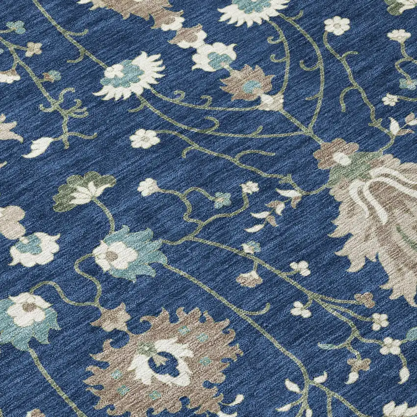 Navy Blue And Blue Oriental Washable Indoor Outdoor Area Rug Photo 4