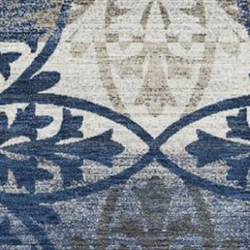 Navy Blue And Blue Oriental Washable Indoor Outdoor Area Rug Photo 3