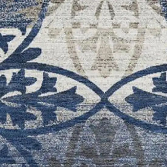 Navy Blue And Blue Oriental Washable Indoor Outdoor Area Rug Photo 2