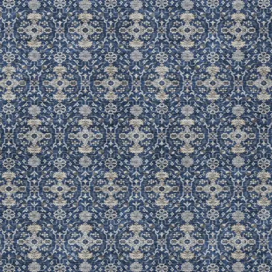 Navy Blue And Blue Oriental Washable Indoor Outdoor Area Rug Photo 1