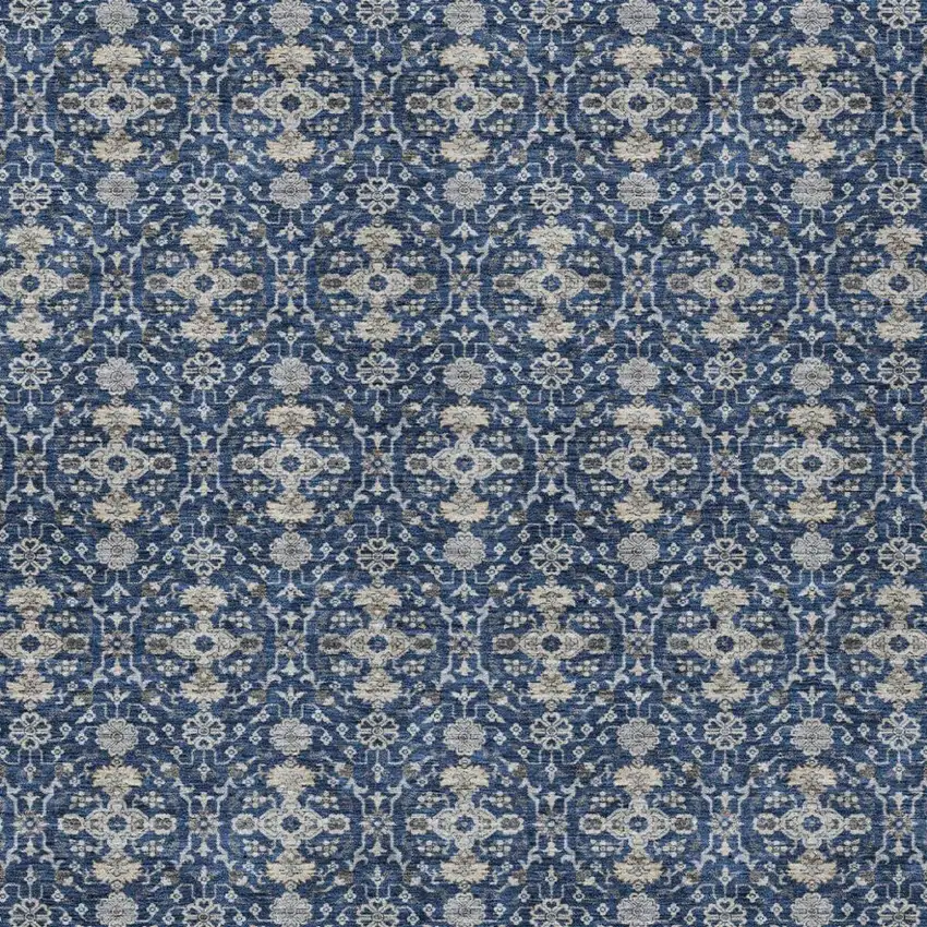 Navy Blue And Blue Oriental Washable Indoor Outdoor Area Rug Photo 1