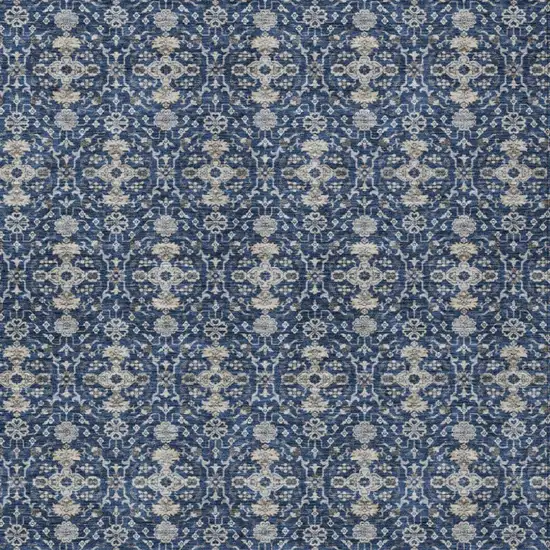 Navy Blue And Blue Oriental Washable Indoor Outdoor Area Rug Photo 2