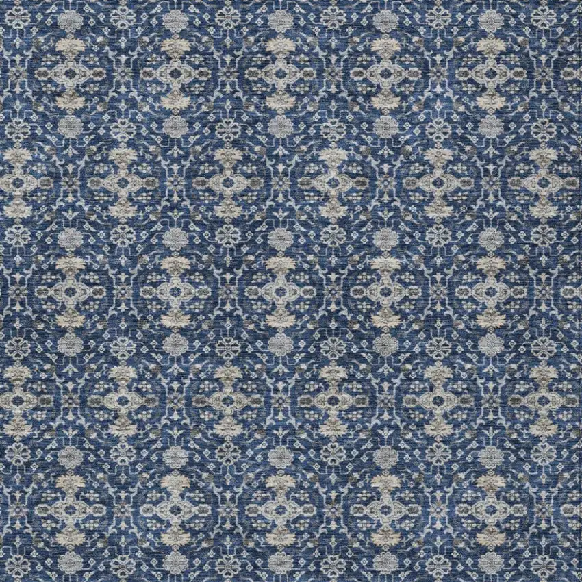 Navy Blue And Blue Oriental Washable Indoor Outdoor Area Rug Photo 2