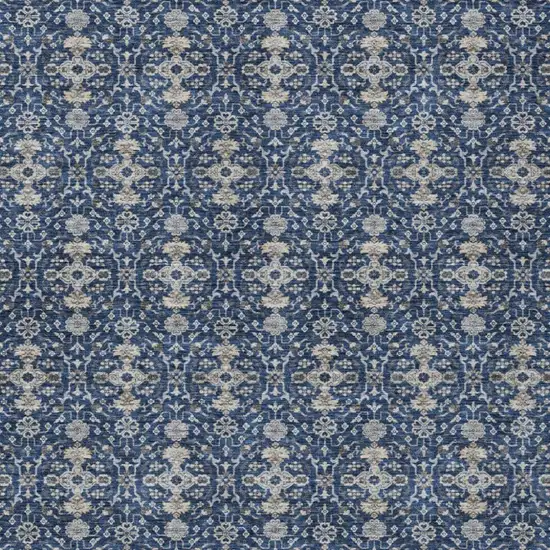 Navy Blue And Blue Oriental Washable Indoor Outdoor Area Rug Photo 3