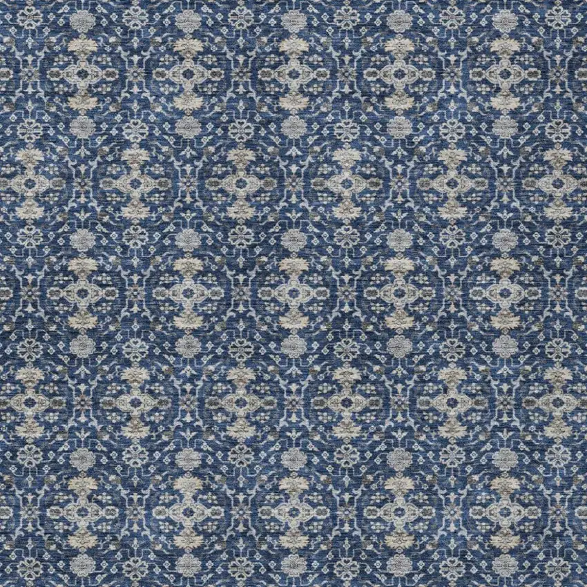 Navy Blue And Blue Oriental Washable Indoor Outdoor Area Rug Photo 3
