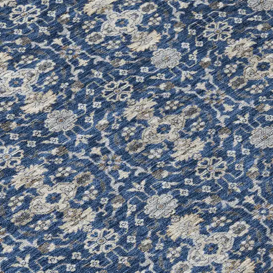 Navy Blue And Blue Oriental Washable Indoor Outdoor Area Rug Photo 5