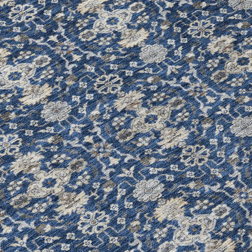 Navy Blue And Blue Oriental Washable Indoor Outdoor Area Rug Photo 5