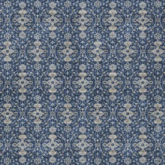 Navy Blue And Blue Oriental Washable Indoor Outdoor Area Rug Photo 3
