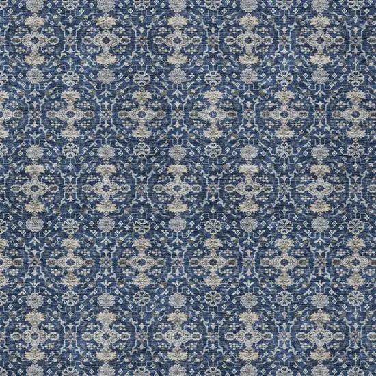 Navy Blue And Blue Oriental Washable Indoor Outdoor Area Rug Photo 2