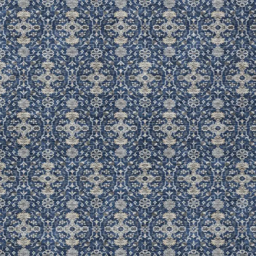 Navy Blue And Blue Oriental Washable Indoor Outdoor Area Rug Photo 2