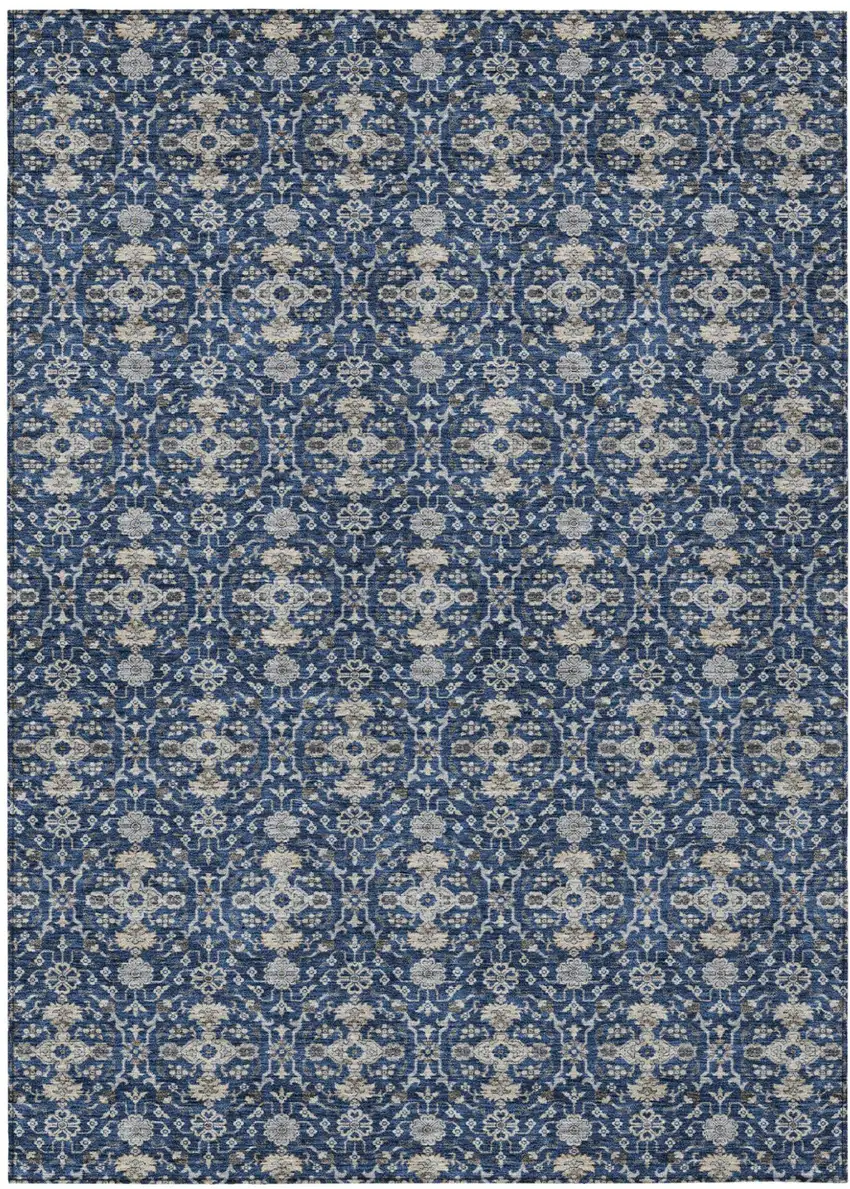 Navy Blue And Blue Oriental Washable Indoor Outdoor Area Rug Photo 1
