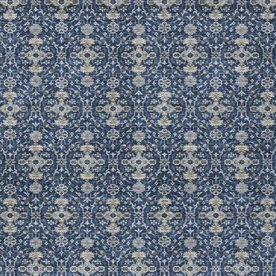Navy Blue And Blue Oriental Washable Indoor Outdoor Area Rug Photo 2