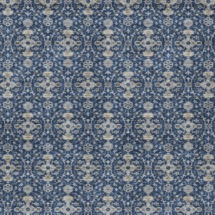Navy Blue And Blue Oriental Washable Indoor Outdoor Area Rug Photo 2
