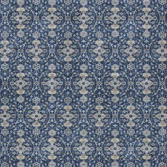 Navy Blue And Blue Oriental Washable Indoor Outdoor Area Rug Photo 3