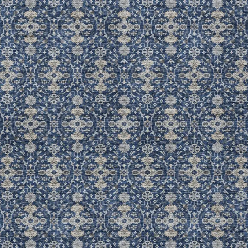 Navy Blue And Blue Oriental Washable Indoor Outdoor Area Rug Photo 3