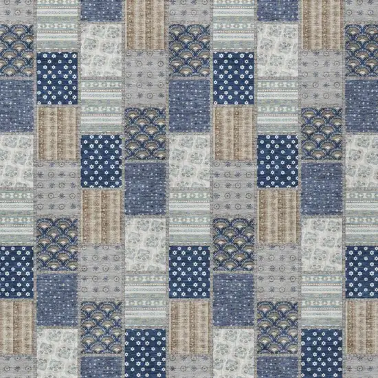 Navy Blue And Blue Patchwork Washable Indoor Outdoor Area Rug Photo 3