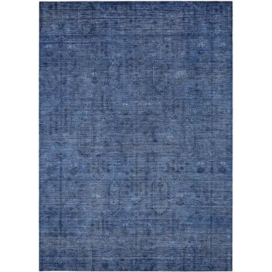 Navy Blue And Blue Southwestern Washable Indoor Outdoor Area Rug Photo 6