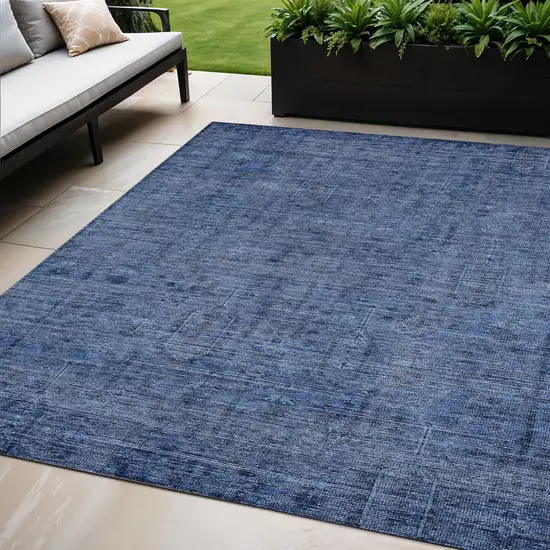 Navy Blue And Blue Southwestern Washable Indoor Outdoor Area Rug Photo 1