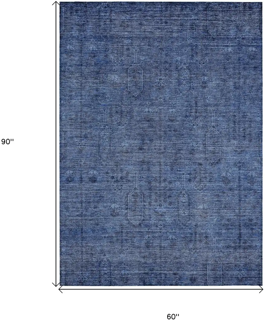 Navy Blue And Blue Southwestern Washable Indoor Outdoor Area Rug Photo 3