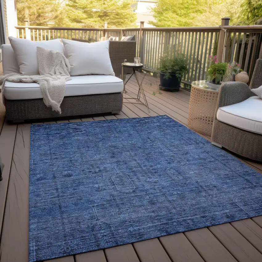 Navy Blue And Blue Southwestern Washable Indoor Outdoor Area Rug Photo 8