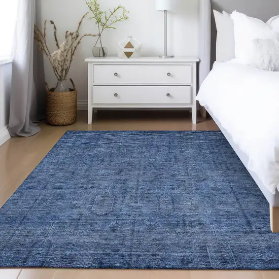 Navy Blue And Blue Southwestern Washable Indoor Outdoor Area Rug Photo 9