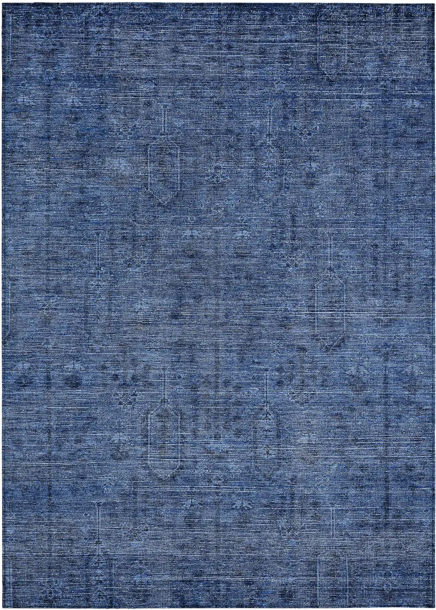 Navy Blue And Blue Southwestern Washable Indoor Outdoor Area Rug Photo 2